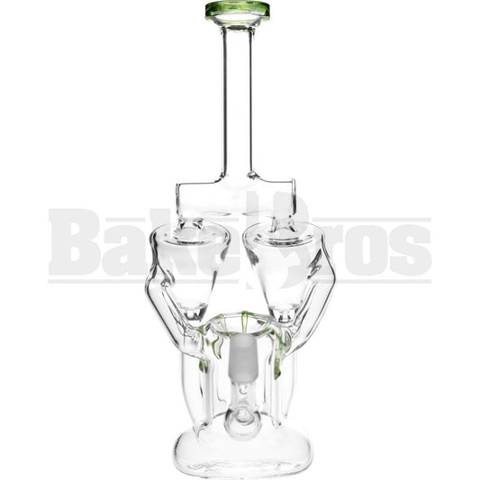 WP 2X FUNNEL KLEIN RECYCLER INLINE PERC W/ DRIPS 9" GREEN MALE 14MM