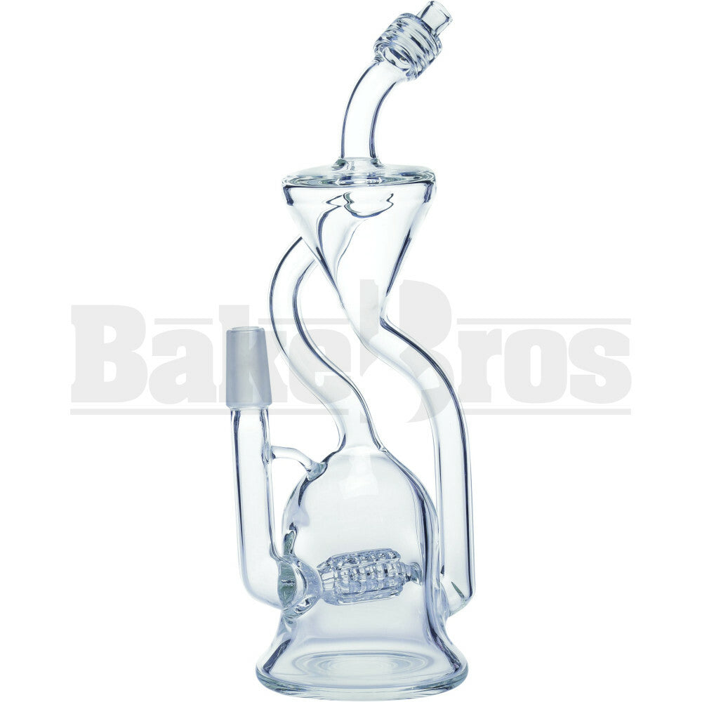 WP FUNNEL RECYCLER WITH INLINE BARREL GRIDDED PERC 8" CLEAR MALE 14MM