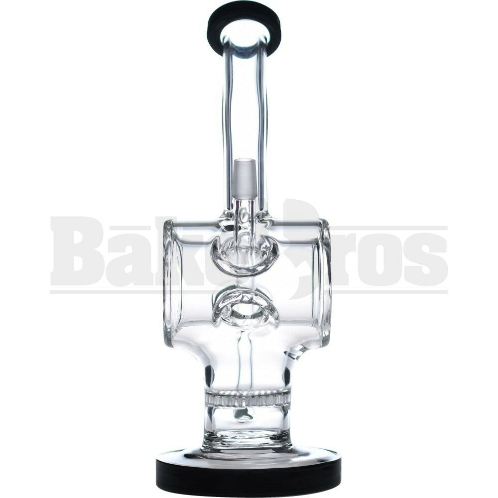 WP BENT NECK HOLLOW BARREL W/ DONUT & HONEYCOMB PERC 11" BLACK MALE 14MM