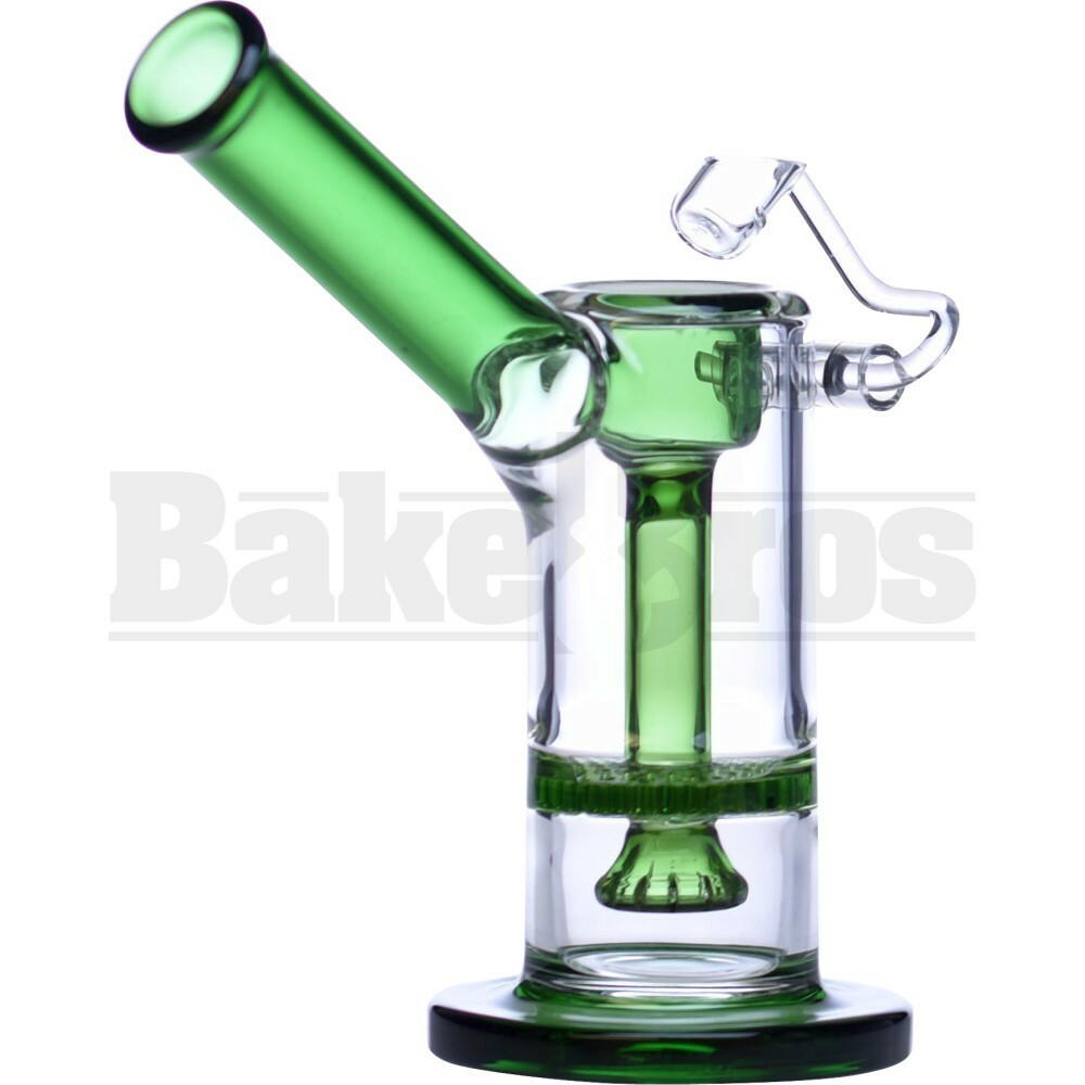 OIL RIG WP W/ HONEYCOMB SHOWERHEAD PERC & HONEYBUCKET QUARTZ NAIL 6" GREEN