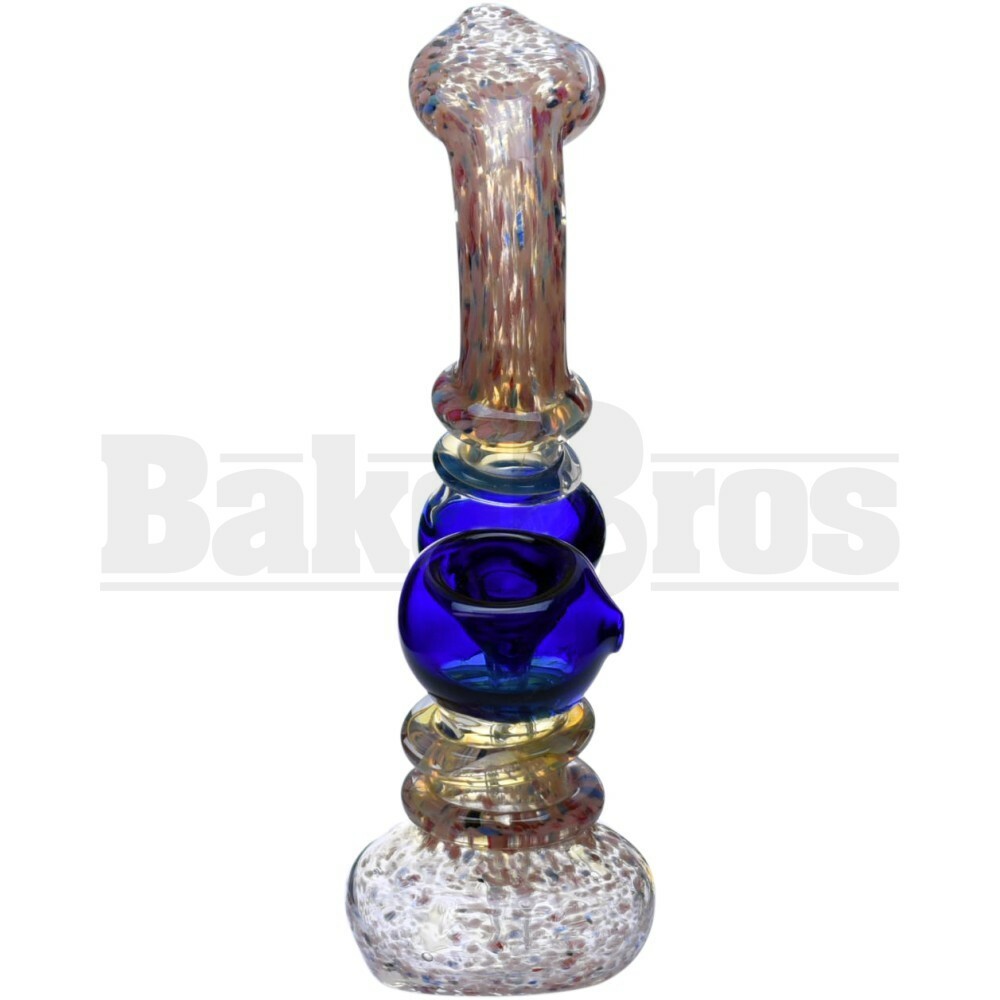 BUBBLER HAND PIPE THICK & HEAVY FRITT GLASS STONE ART 7" ASSORTED COLORS