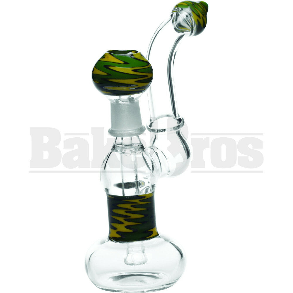 WP BUBBLER INTEGRAL DOWNSTEM ZIGZAG 7" YELLOW GREEN MALE 18MM