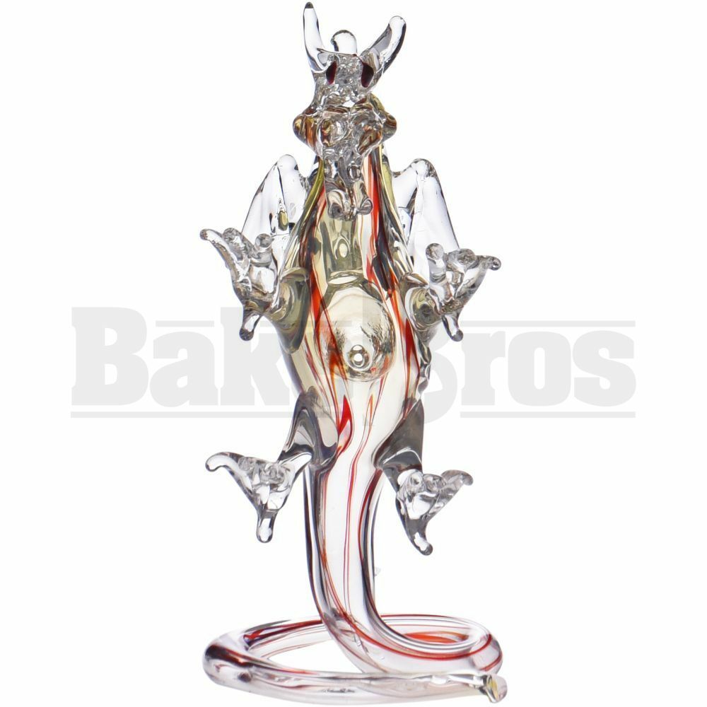 ANIMAL HAND PIPE STANDING DRAGON LINEAR DESIGNS 5" ASSORTED COLORS