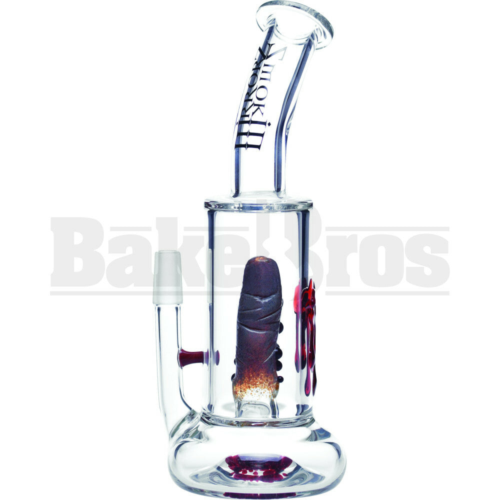 SMOKIN MIRRORZ WP FINGER WART PERC BLOOD DRIP VAPOR RIG 9" CLEAR MALE 14MM