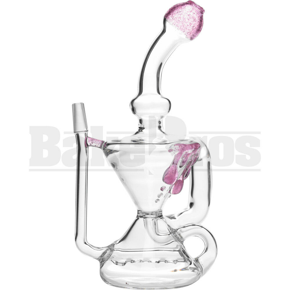 WP HOUR GLASS KLEIN RECYCLER INLINE PERC W/ DRIPS 8" SLIME PINK MALE 10MM