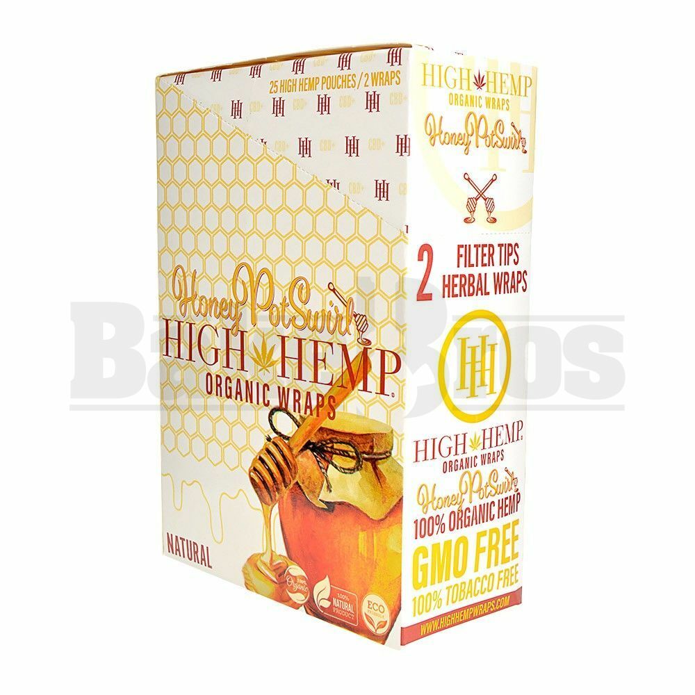 HIGH HEMP ORGANIC WRAPS 2 WRAPS WITH 2 FILTERS HONEY POT SWIRL Pack of 25