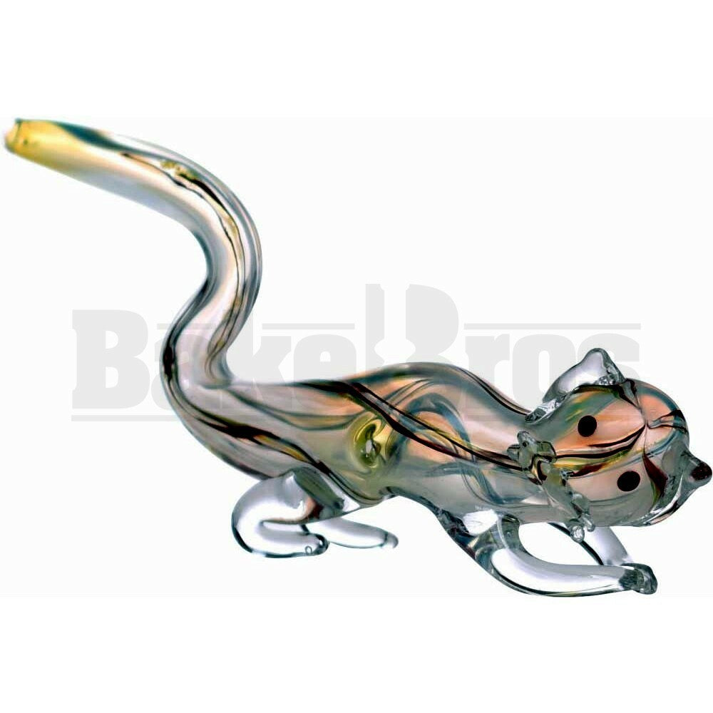 ANIMAL HAND PIPE GLASS LAYING DOWN CAT 7" ASSORTED