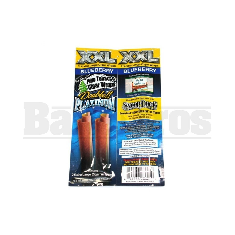 DOUBLE!! PLATINUM XXL CIGAR WRAPS 2 PER PACK BLUEBERRY Pack of 1