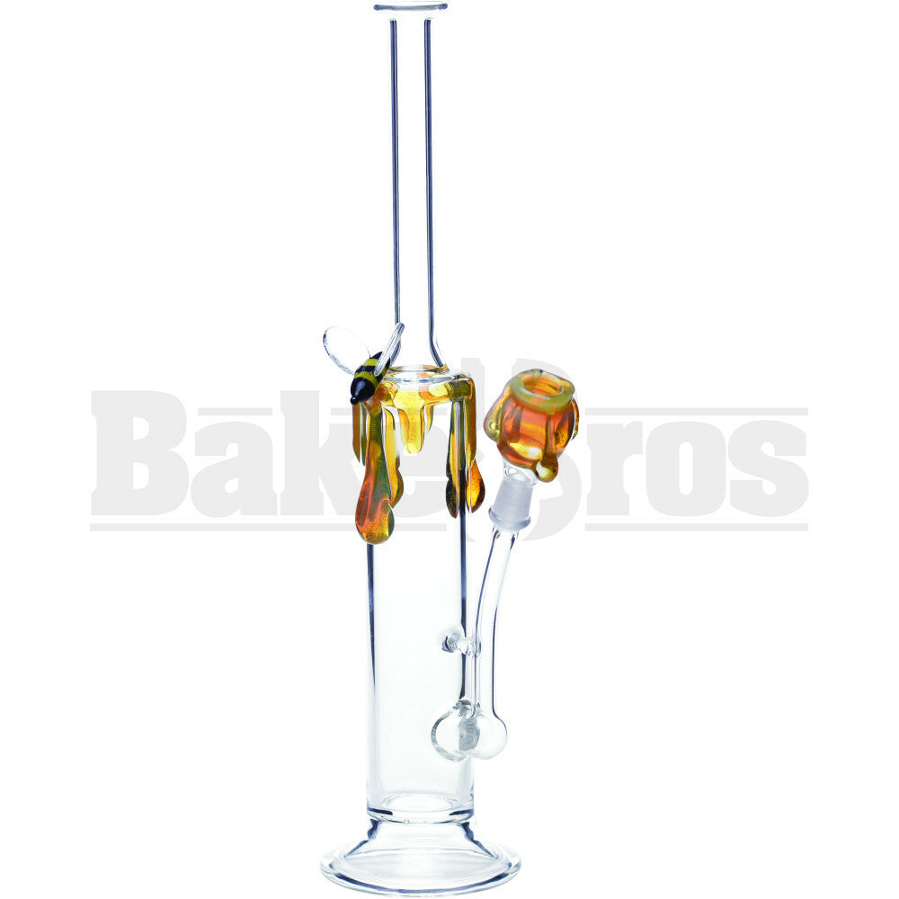 WP STR W/ GLASS BEE & DRIPPING GLASS 10" HONEY LEMON DROP MALE 10MM