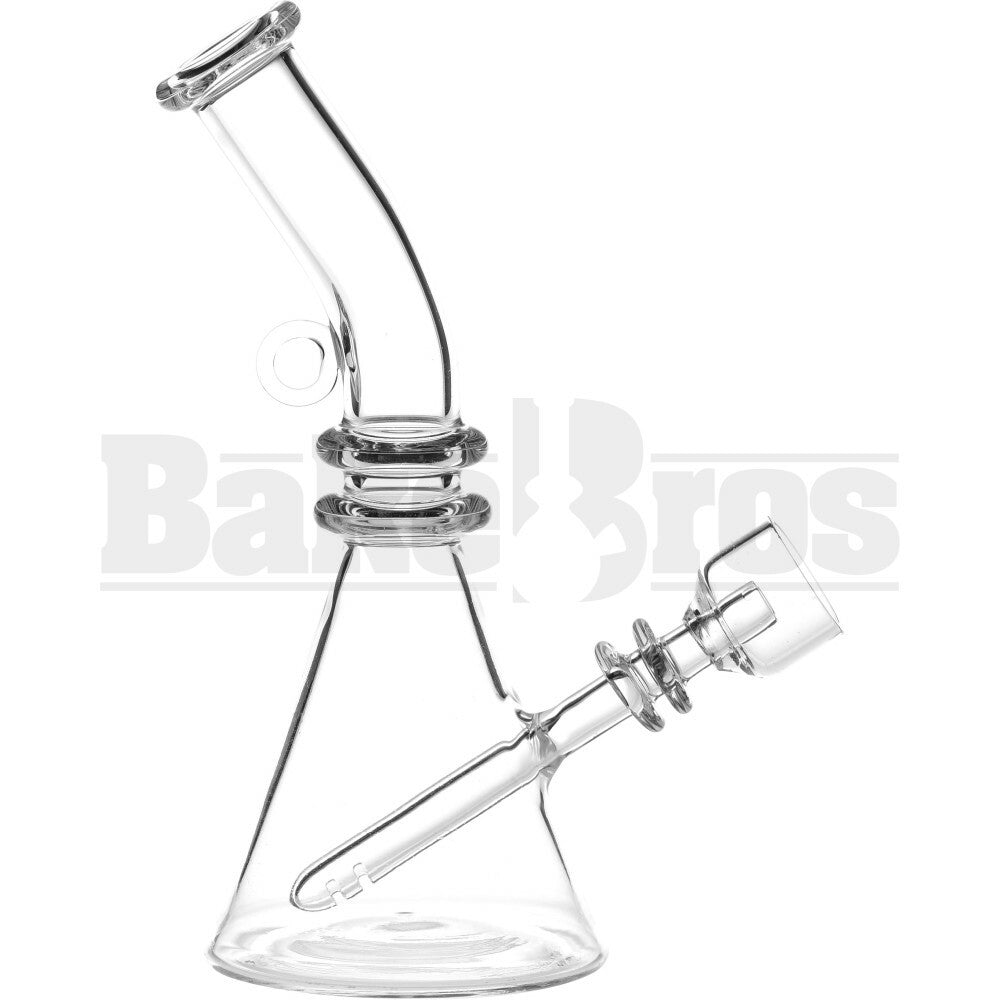 JOINTLESS MICRO BEAKER W/ FIXED NAIL BUCKET PENDANT RIG QUARTZ 6" CLEAR GENDERLESS JOINTLESS