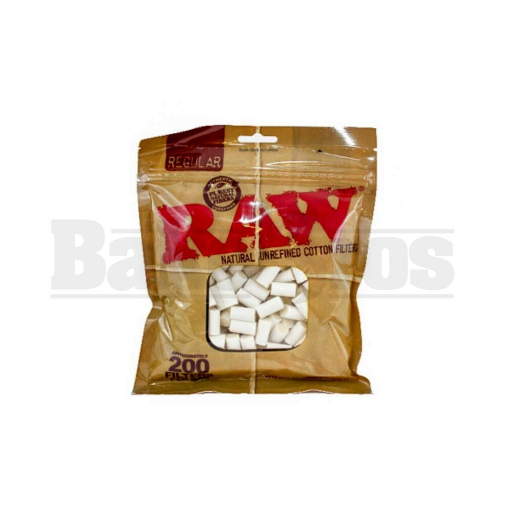 RAW CIGARETTE FILTER BAGS 8MM 200 PER BAG COTTON Pack of 1 REGULAR