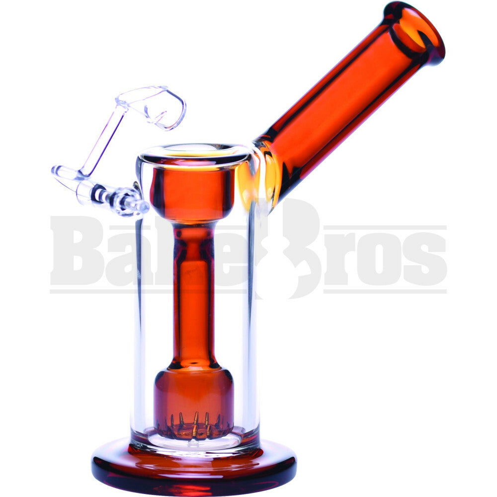 BUBBLER HAND PIPE SLIT CYLINDER PERC SWIVEL HONEYBUCKET NAIL 8" AMBER