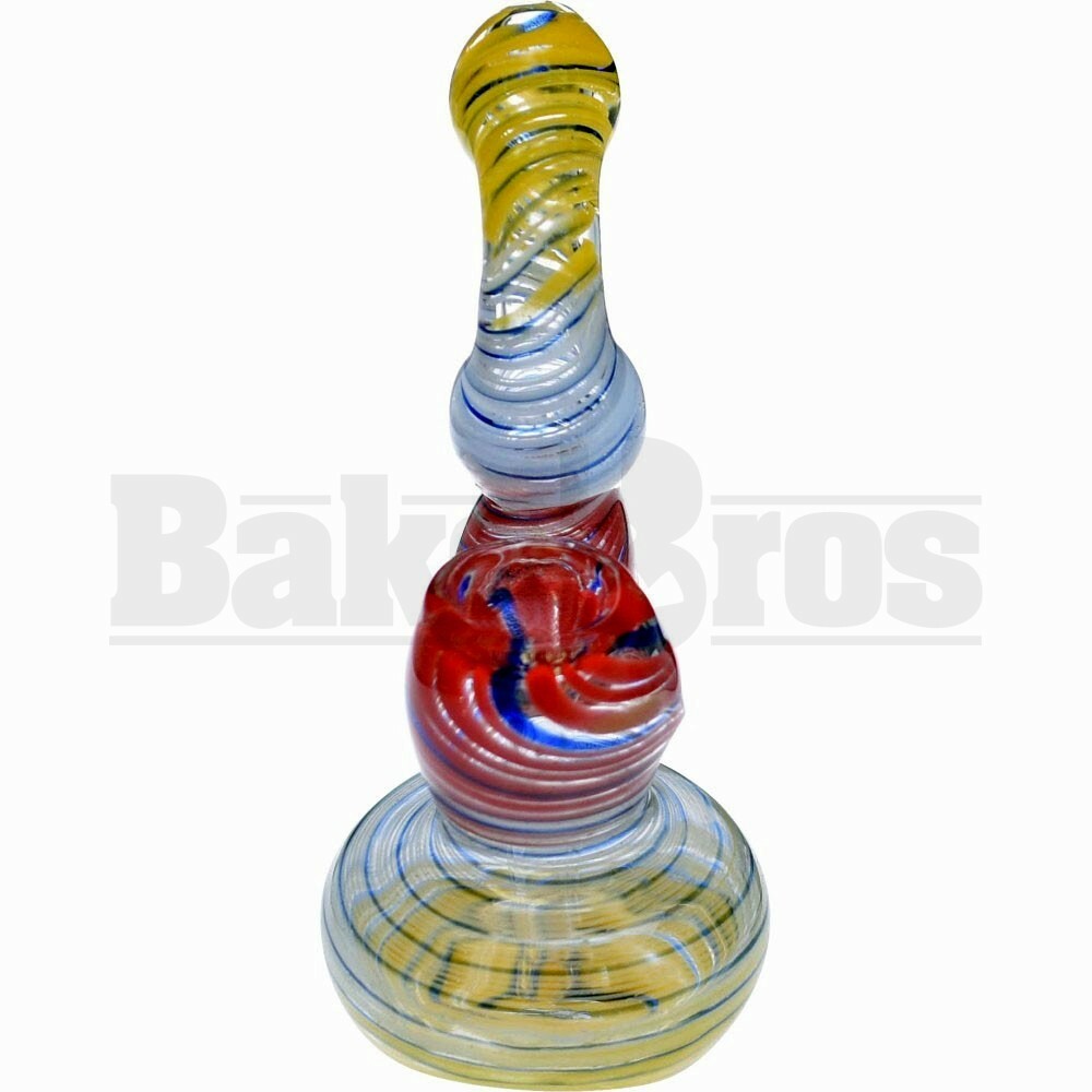 GLASS BUBBLER HAND PIPE SHERLOCK LINED SPIRAL 5" ASSORTED