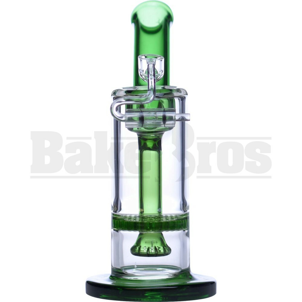 OIL RIG WP W/ HONEYCOMB SHOWERHEAD PERC & HONEYBUCKET QUARTZ NAIL 6" GREEN