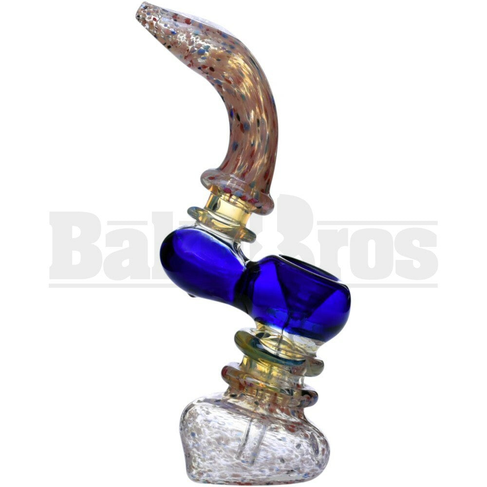 BUBBLER HAND PIPE THICK & HEAVY FRITT GLASS STONE ART 7" ASSORTED COLORS