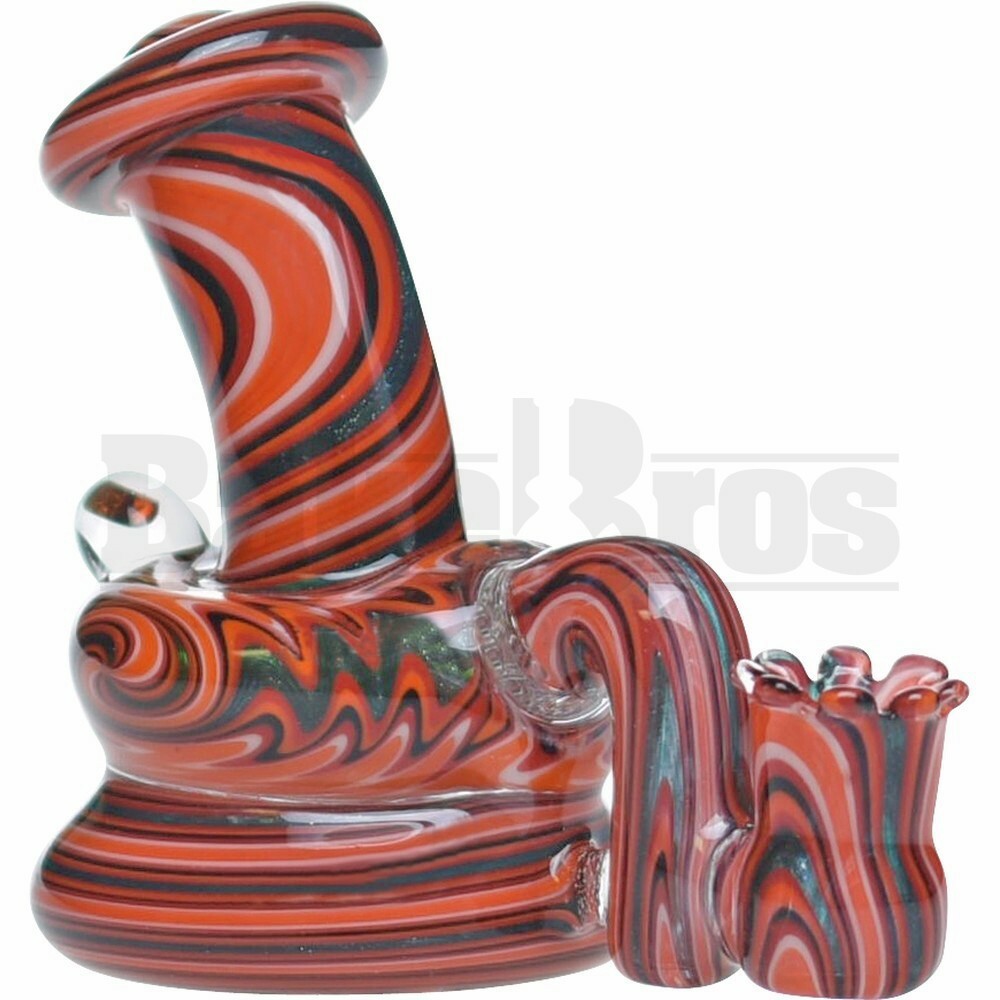 PHAT ASS GLASS WP MICRO TURTLE NECK 3" WIG WAG W/ OPAL ORANGE DICHRO FEMALE 10MM