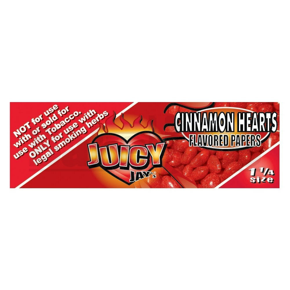 JUICY JAY'S FLAVORED PAPERS 32 LEAVES 1 1/4 CINNAMON HEARTS Pack of 24