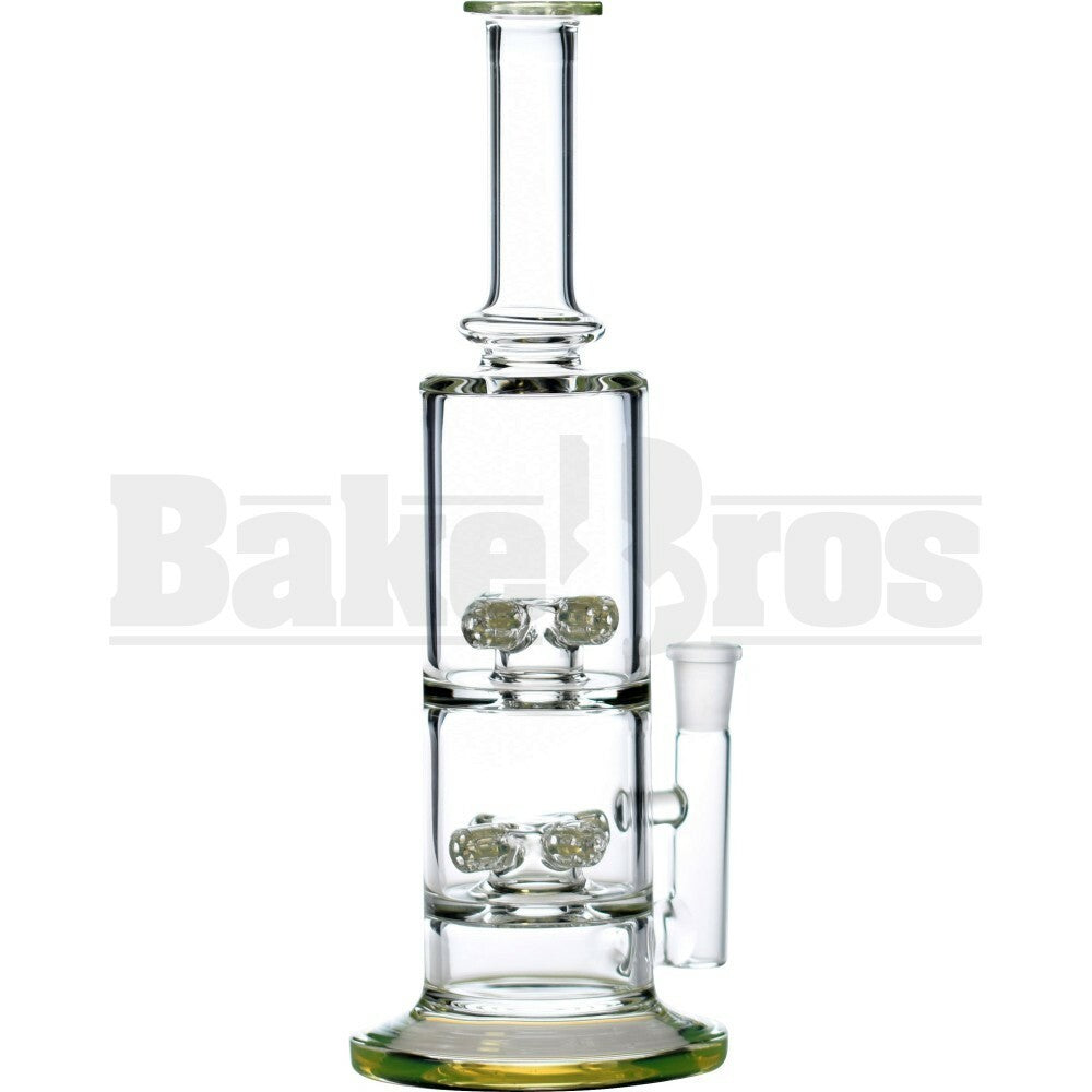 WP STRAIGHT TUBE 2X CHAMBER W/ DOUBLE CROSS PERC 12" SLIME GREEN FEMALE 14MM