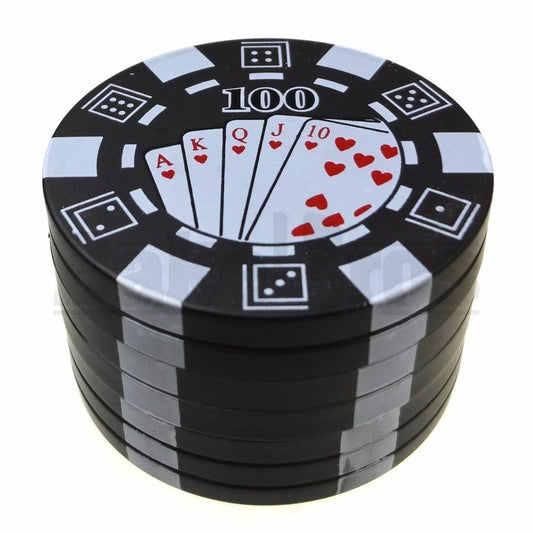 POKER CHIP HERB GRINDER 2 PCS 1.5" BLACK Pack of 1