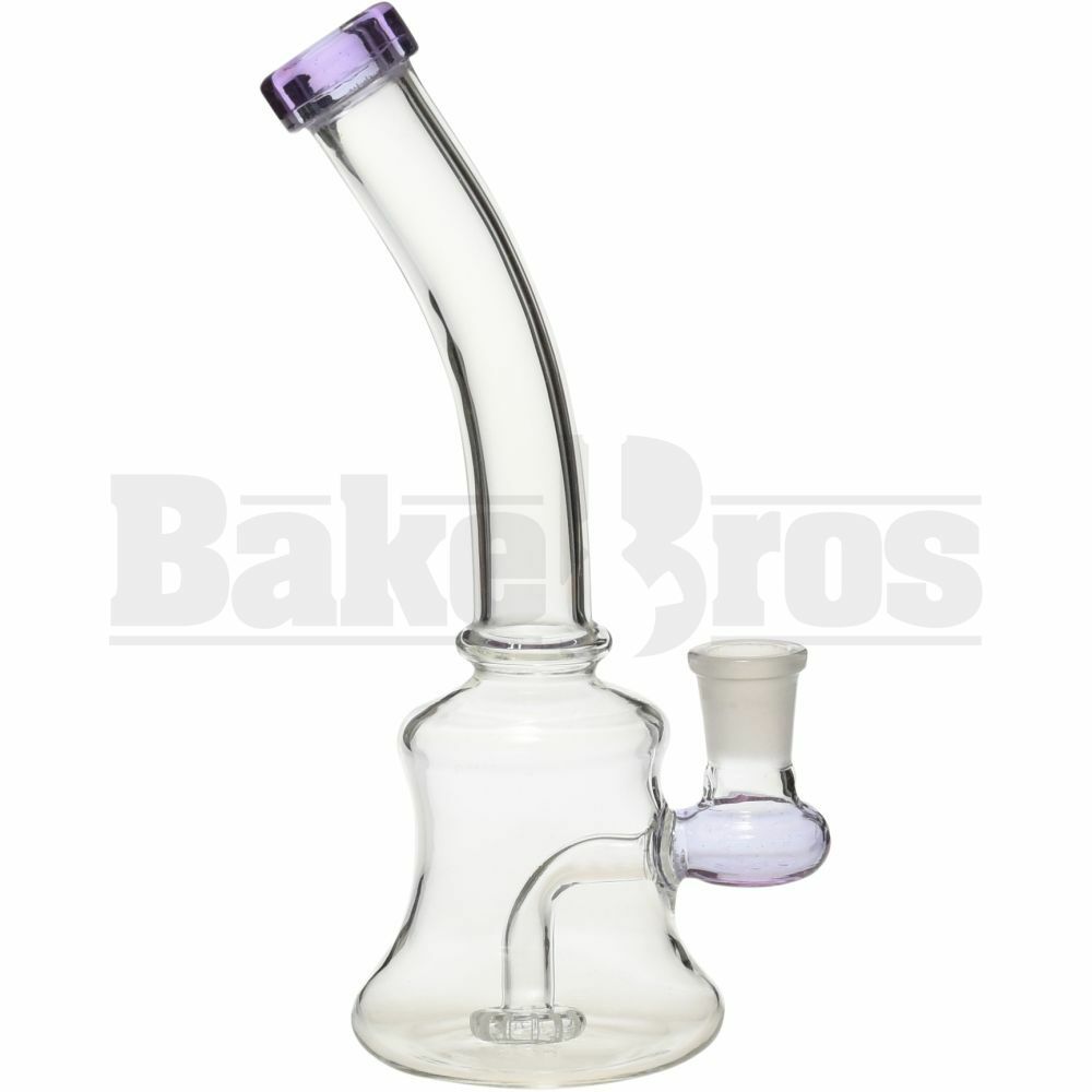 WP BENT NECK BANGER HANGER LIBERTY BELL W/ SHOWERHEAD PERC 8"\ PURPLE FEMALE 14MM