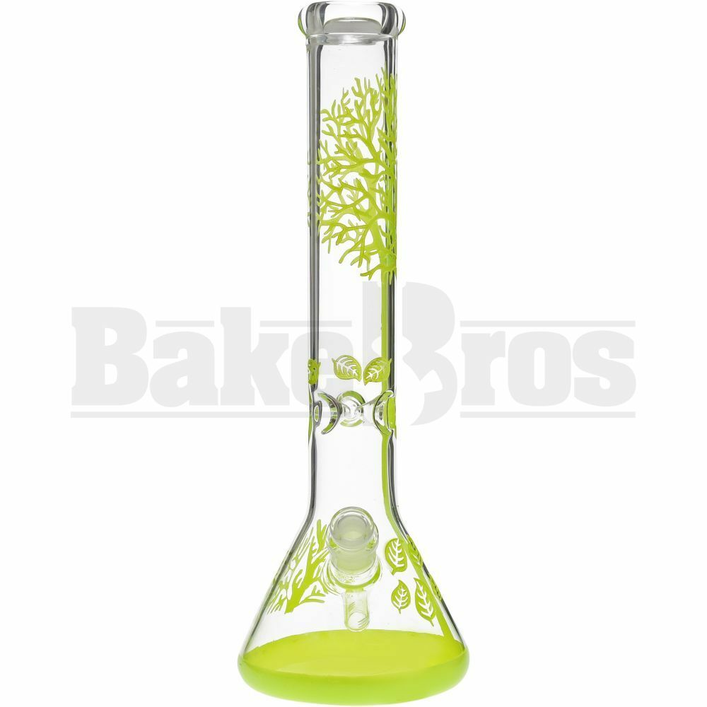 WP BEAKER AUTUMN TREE 3D ETCH 2 TONE 15" NEON GREEN FEMALE 18MM