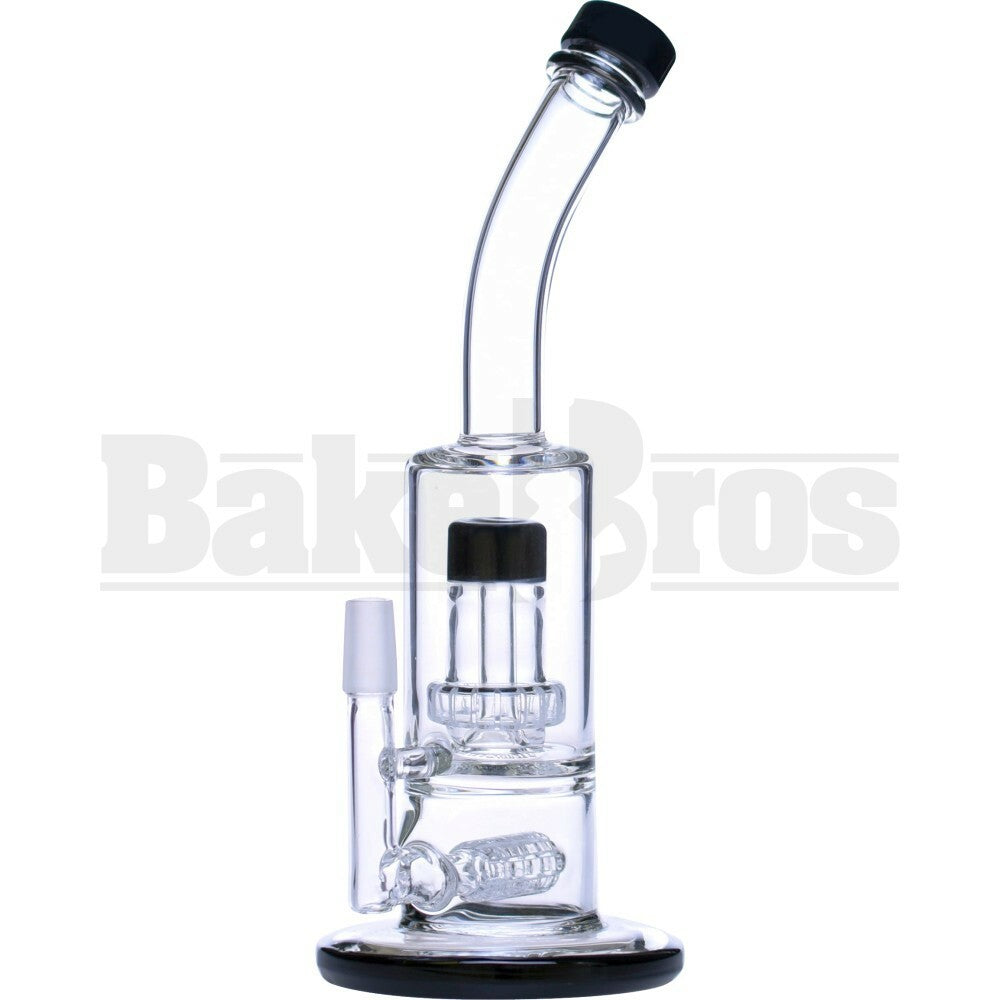 WP BENT NECK W/ BARREL TO SHOWERHEAD PERC 10" BLACK MALE 14MM