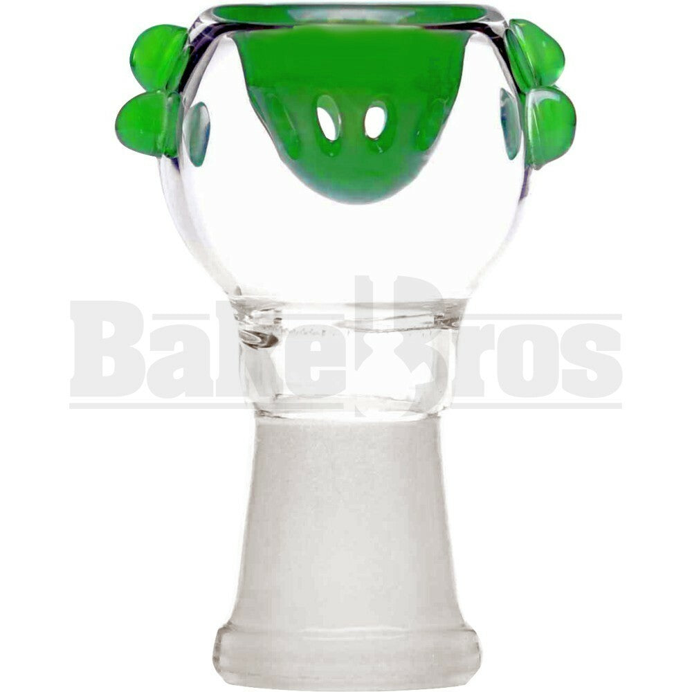 FEMALE BOWL SPHERE HEAD GRIP DOTS FULL MELT GREEN 14MM