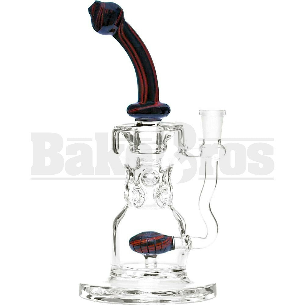 WP BENT NECK DUMBELL CIRQ W/ SWISS PERC WORKED 10" BLACK RED FEMALE 18MM