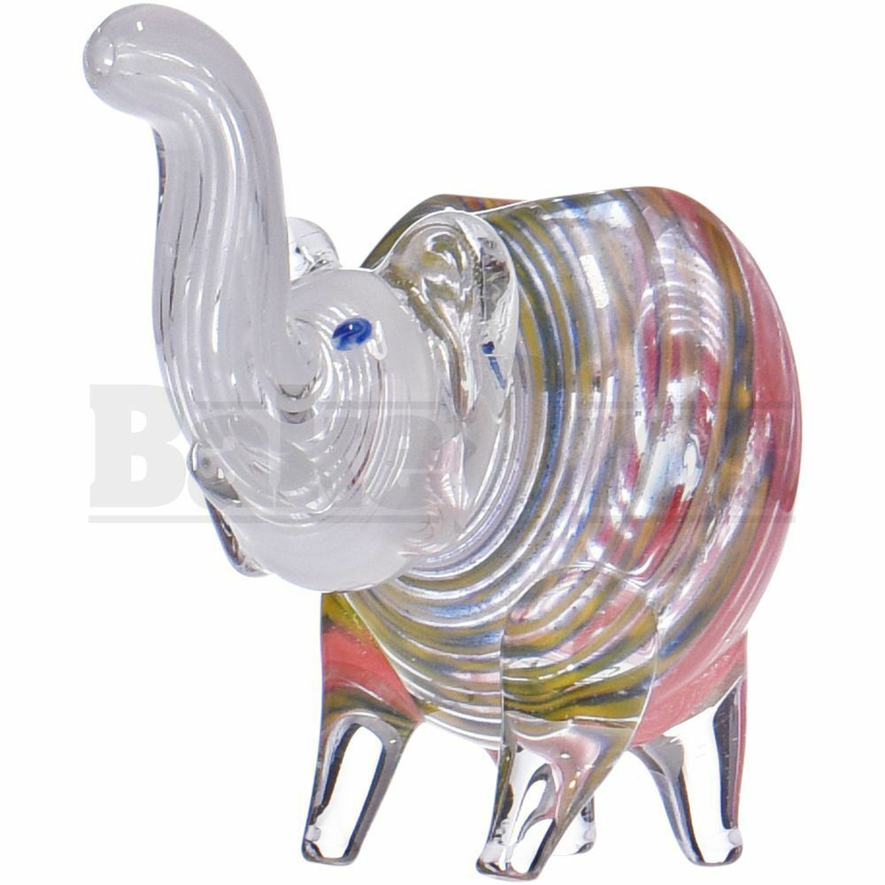 ANIMAL HAND PIPE ELEPHANT SITTING LINEAR DESIGNS 6" ASSORTED COLORS