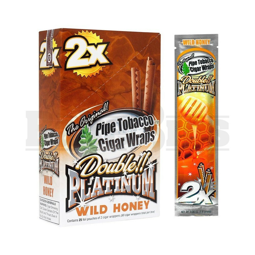 DOUBLE!! PLATINUM CIGAR WRAPS 2 PER PACK WILD HONEY Pack of 1