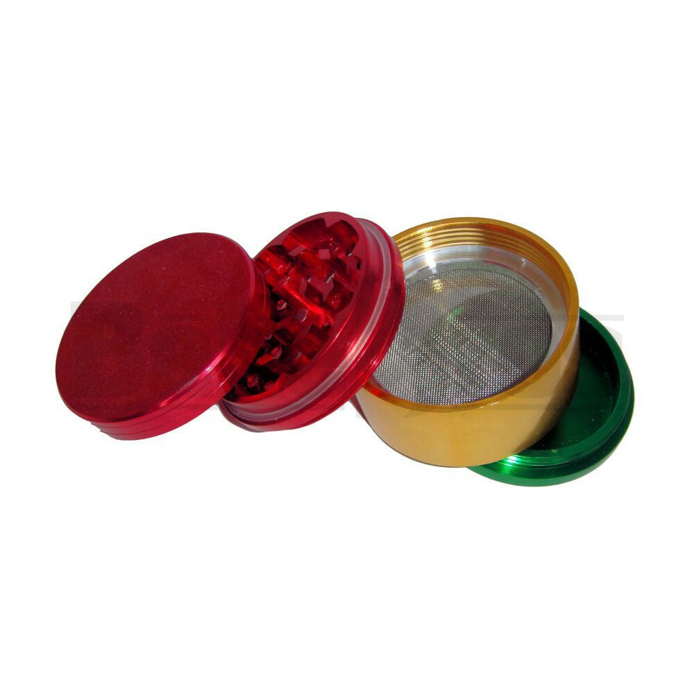 GRINDER 2.5" 4 PIECE W/ POLLEN COLLECTOR #GR12 RASTA Pack of 1