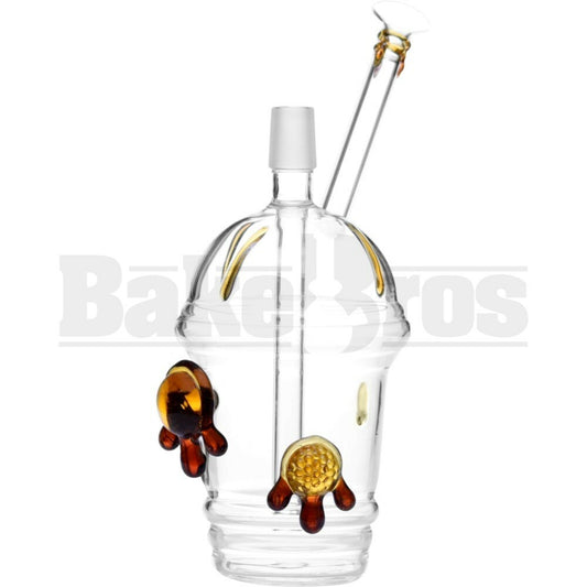 WP DABUCCINO OIL RIG W/ HONEYCOMB OPAL DESIGN 8" AMBER MALE 14MM