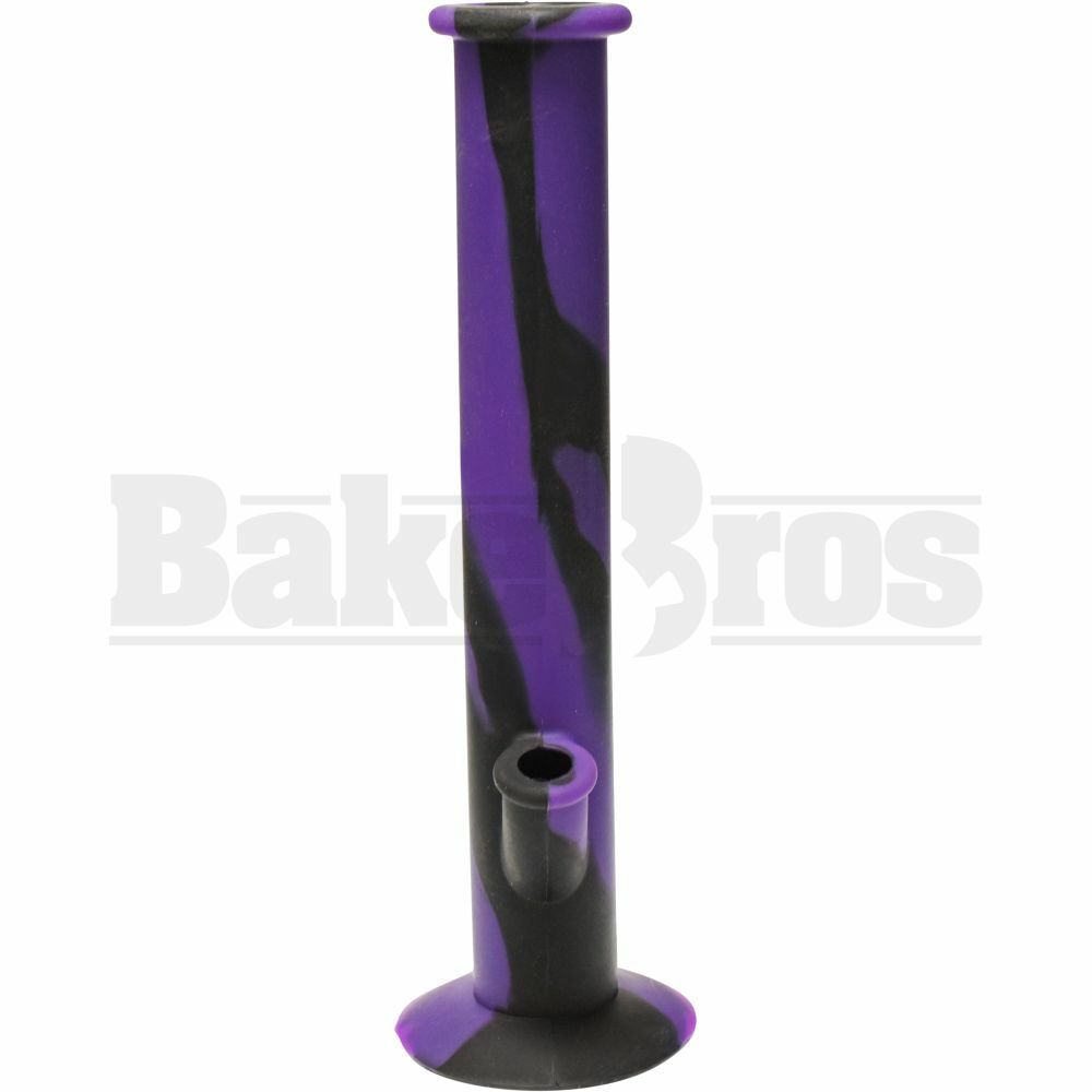 SILICONE WP STRAIGHT TUBE 1 ASSORTED DESIGN 14" PURPLE BLACK FEMALE 18MM