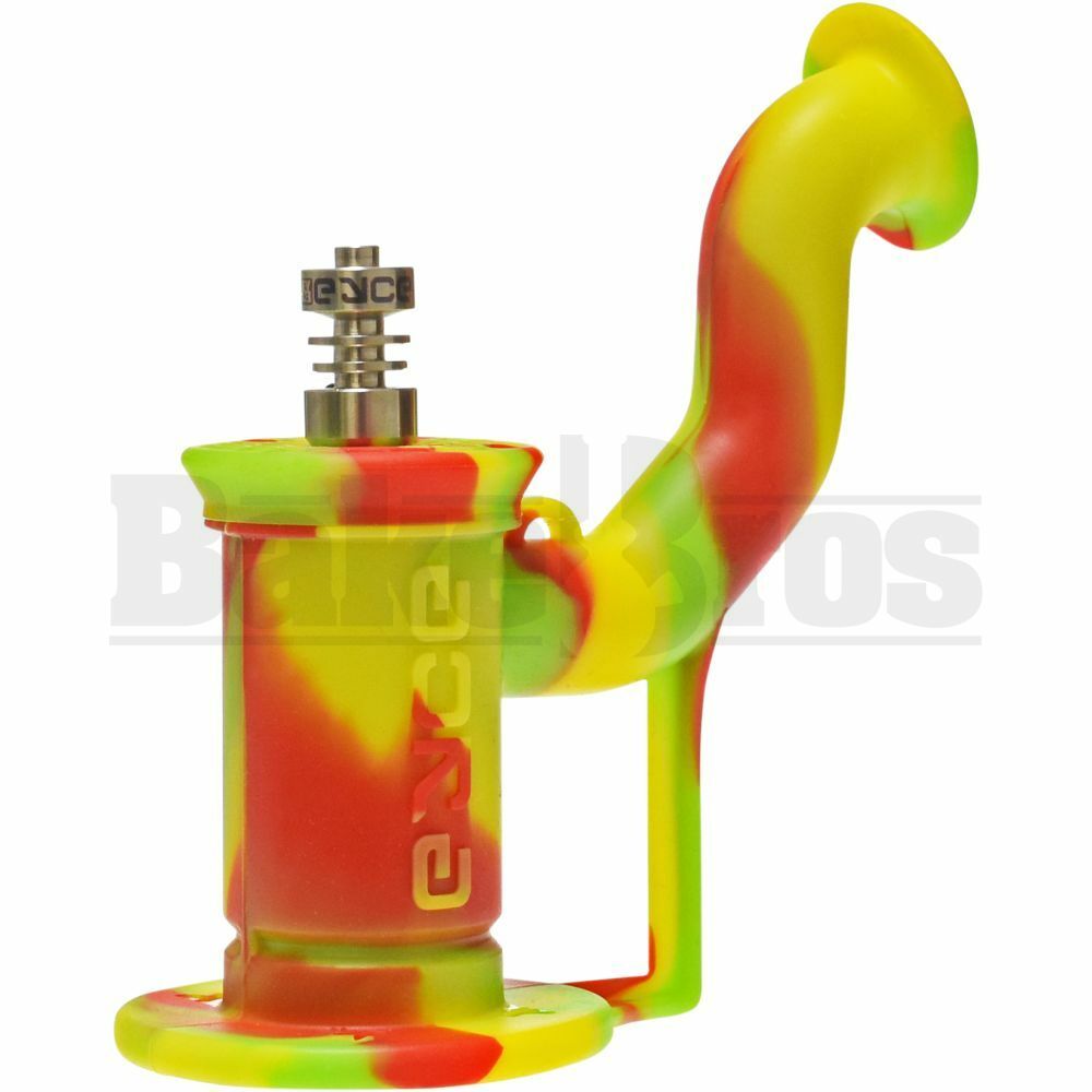 EYCE SILICONE WP SHERLOCK BUBBLER 2 PIECE W/ TITANIUM DABBER & DUO NAIL  ASSORTED DESIGN 6" RASTA FEMALE 10MM