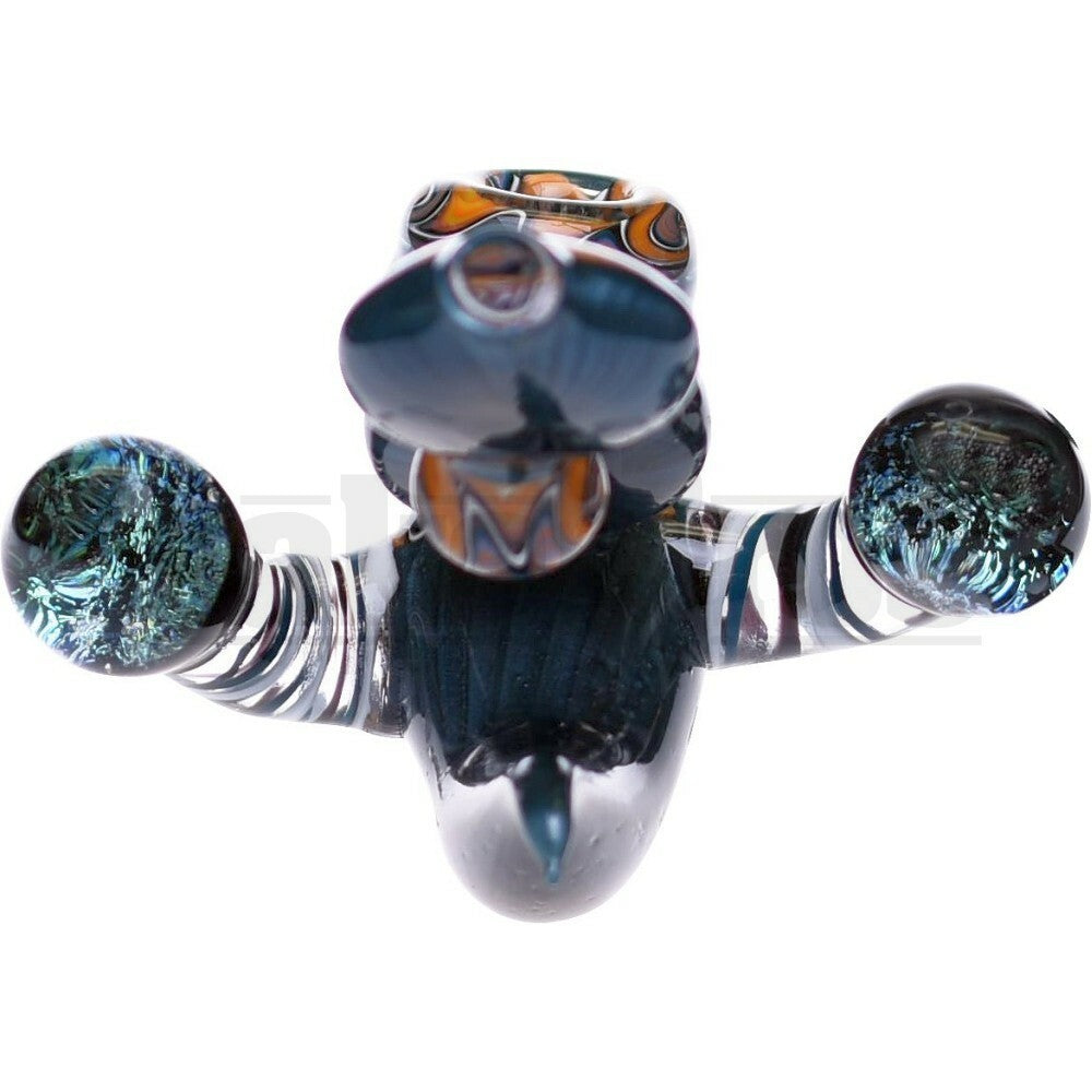 BUBBLER HAND PIPE ALIEN ROBOT 5" BLUE ORANGE