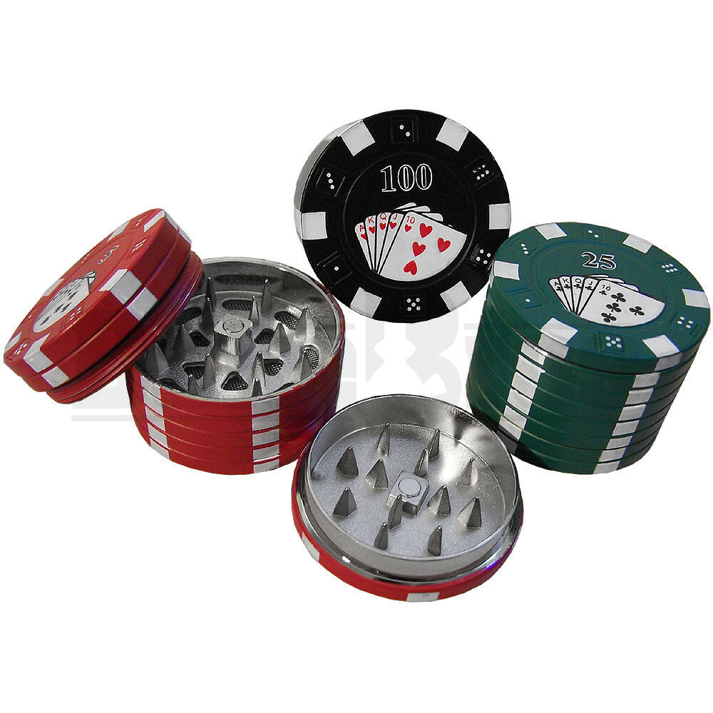 POKER CHIP HERB GRINDER 3PCS ASSORTED COLORS Pack of 1