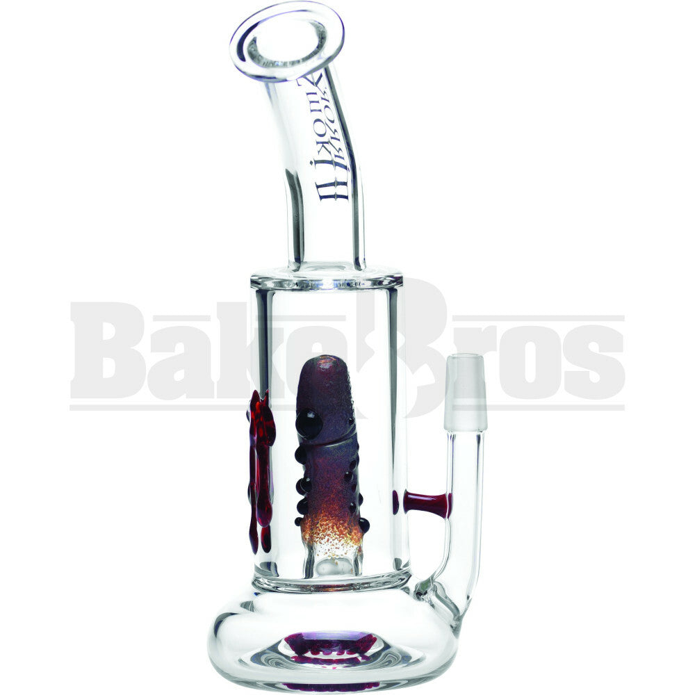 SMOKIN MIRRORZ WP FINGER WART PERC BLOOD DRIP VAPOR RIG 9" CLEAR MALE 14MM