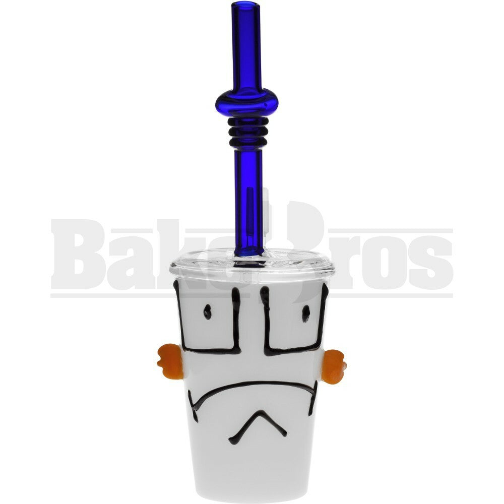 WP CARTOON CHARACTER FACE DABUCCINO SHAKE CUP 8" WHITE BLUE MALE 14MM