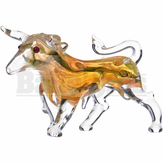 ANIMAL HAND PIPE BULL WITH LINEAR DESIGNS 6" ASSORTED COLORS