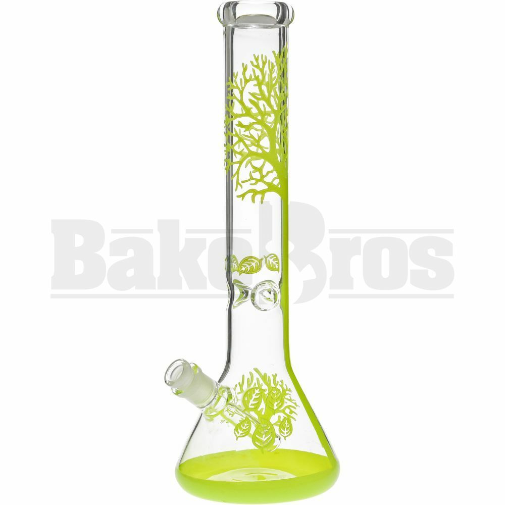 WP BEAKER AUTUMN TREE 3D ETCH 2 TONE 15" NEON GREEN FEMALE 18MM