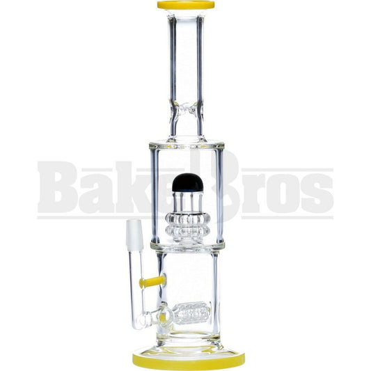 WP STRAIGHT TUBE BARREL STEMLINE W/ 2X SHOWERHEAD PERC 11" YELLOW MALE 14MM