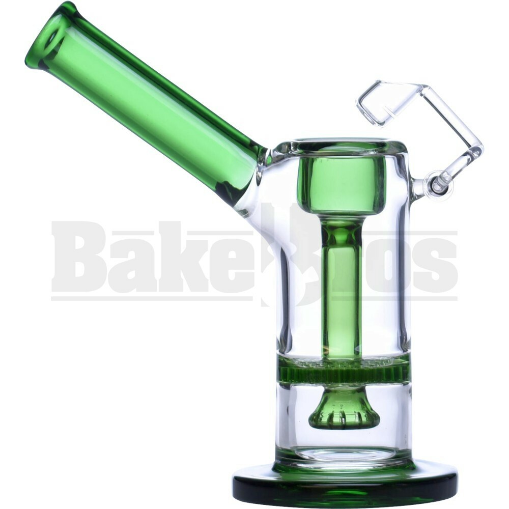 OIL RIG WP W/ HONEYCOMB SHOWERHEAD PERC & HONEYBUCKET QUARTZ NAIL 6" GREEN