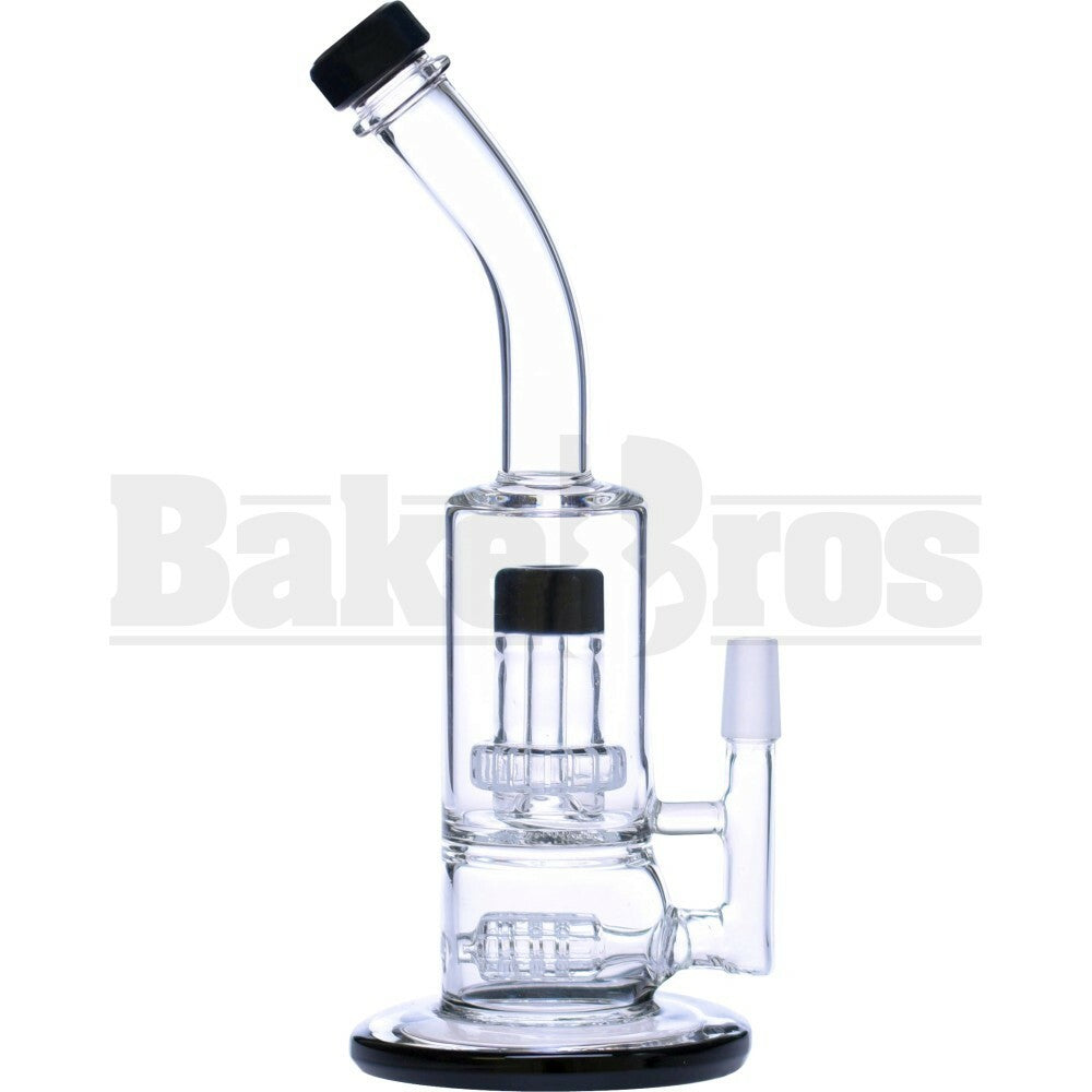 WP BENT NECK W/ BARREL TO SHOWERHEAD PERC 10" BLACK MALE 14MM