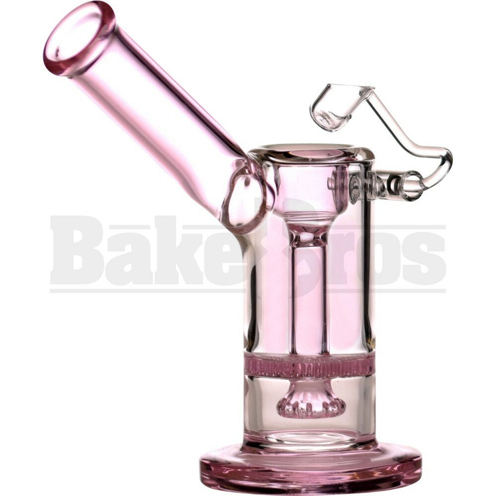 OIL RIG WP W/ HONEYCOMB SHOWERHEAD PERC & HONEYBUCKET QUARTZ NAIL 6" PINK