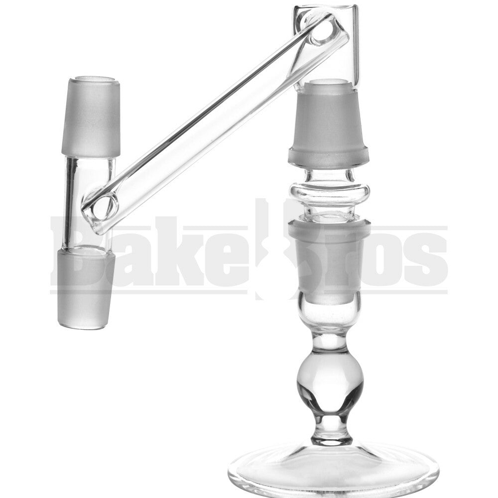 FEMALE TO MALE / MALE RECLAIM DROPDOWN ADAPTER CLASSIC 180* CLEAR FEMALE 18MM 18MM MALE / 18MM MALE