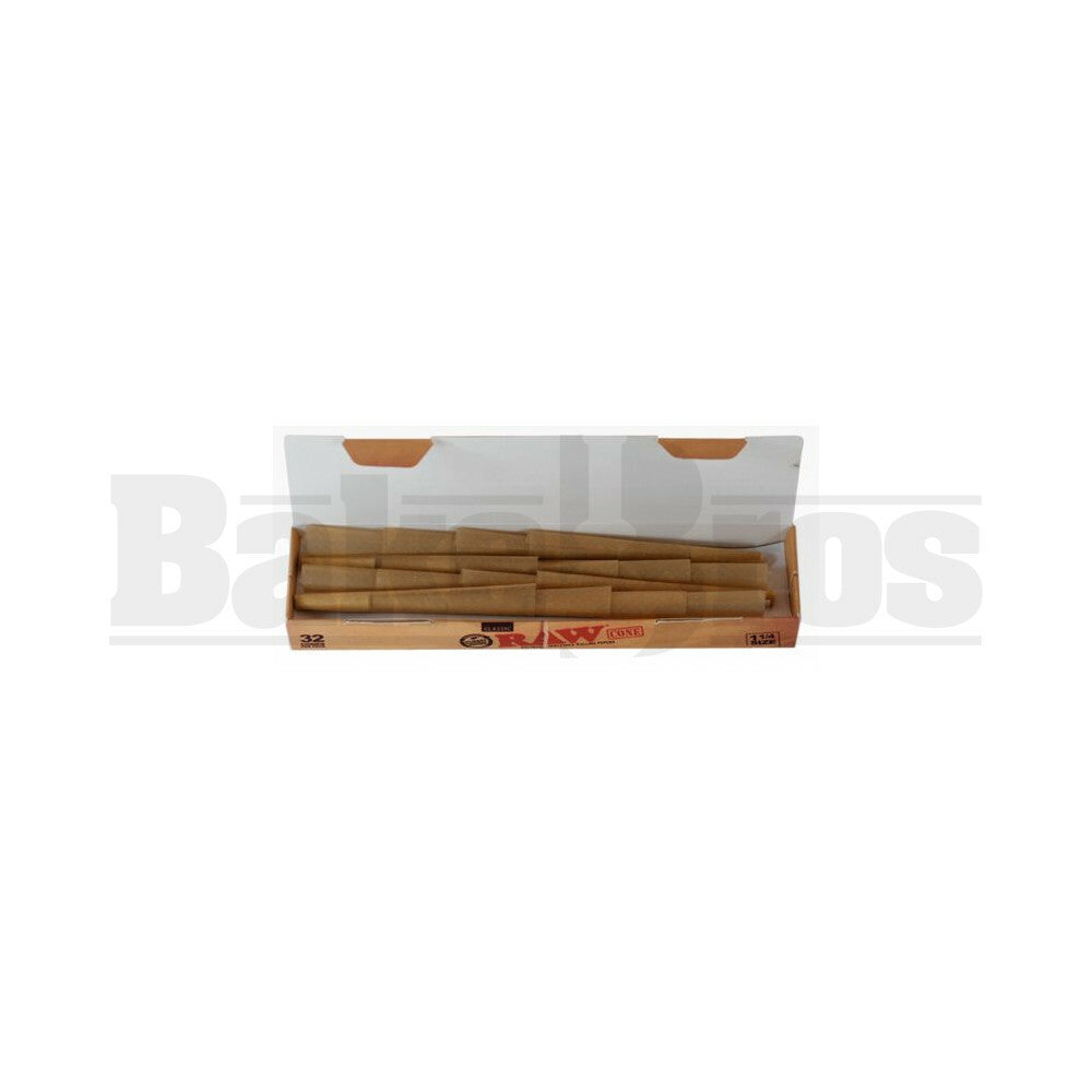 RAW CONES NATURAL UNREFINED ROLLING PAPERS 1 1/4 (32CONES) UNFLAVORED Pack of 1