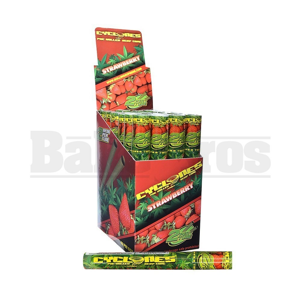 CYCLONES PRE ROLLED HEMP CONES 2 PER TUBE STRAWBERRY Pack of 24