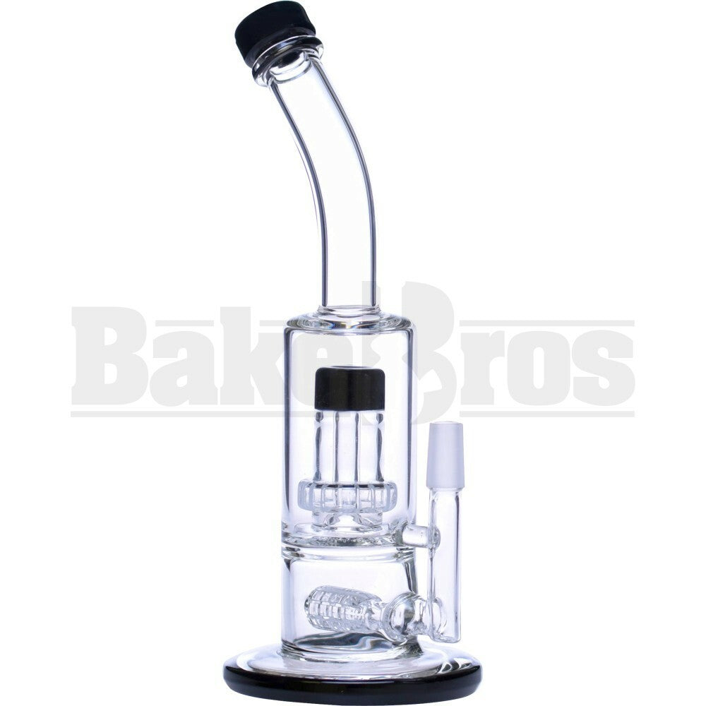 WP BENT NECK W/ BARREL TO SHOWERHEAD PERC 10" BLACK MALE 14MM