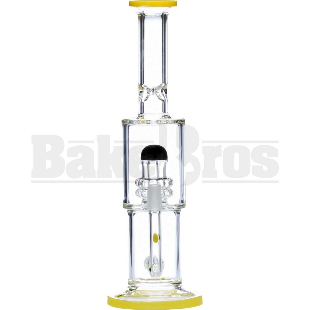 WP STRAIGHT TUBE BARREL STEMLINE W/ 2X SHOWERHEAD PERC 11" YELLOW MALE 14MM