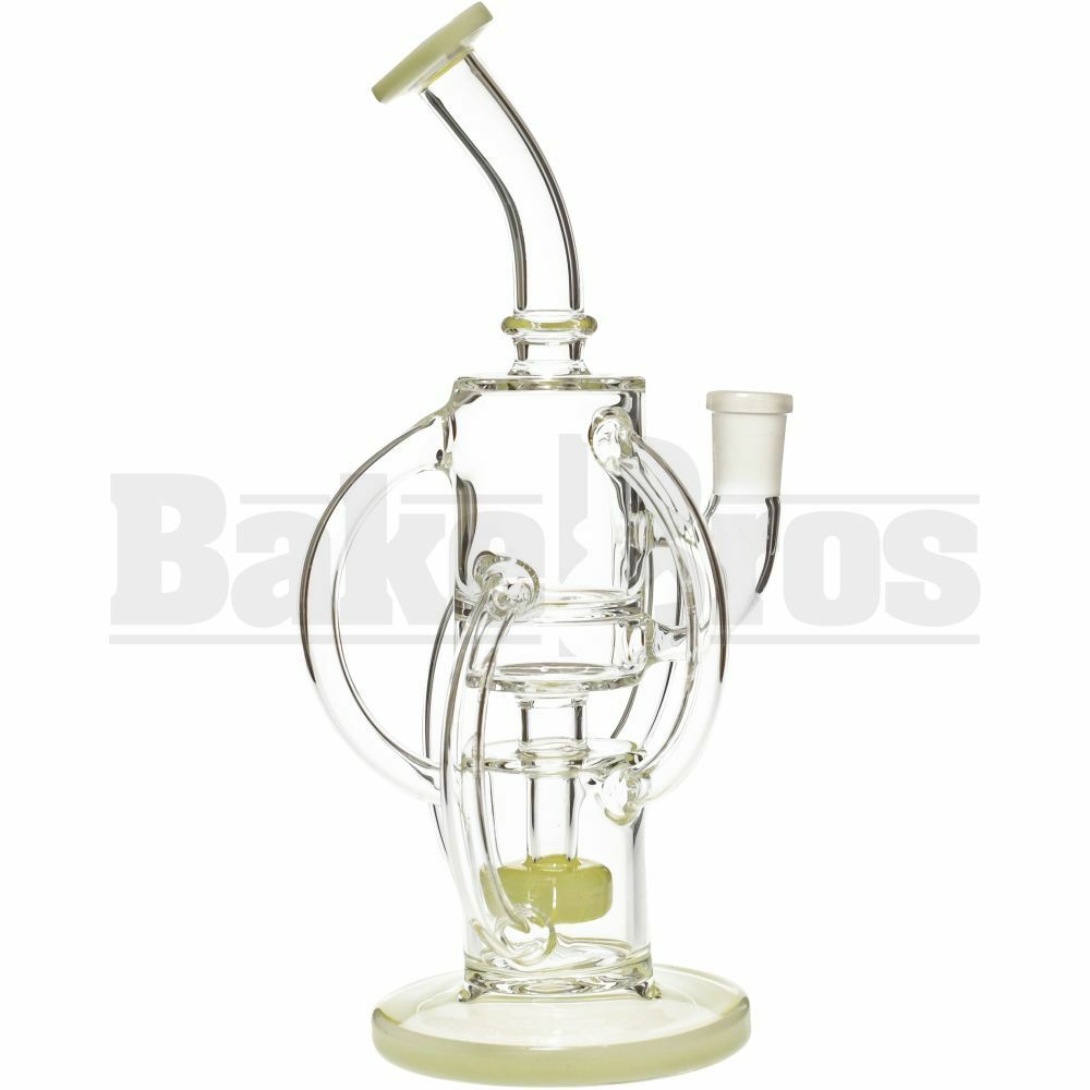 WP BENT NECK 5 ARM RECYCLER CAN W/ SHOWERHEAD PERC 9" CUSTARD FEMALE 14MM